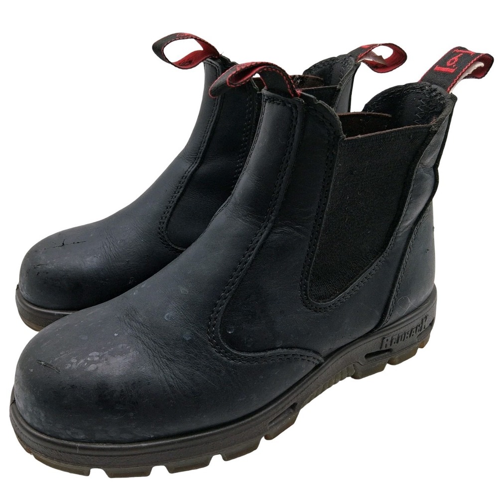 Redback Boots Mens 7 Womens 9 Black Leather Chelsea Steel Toe Ankle Work Boots